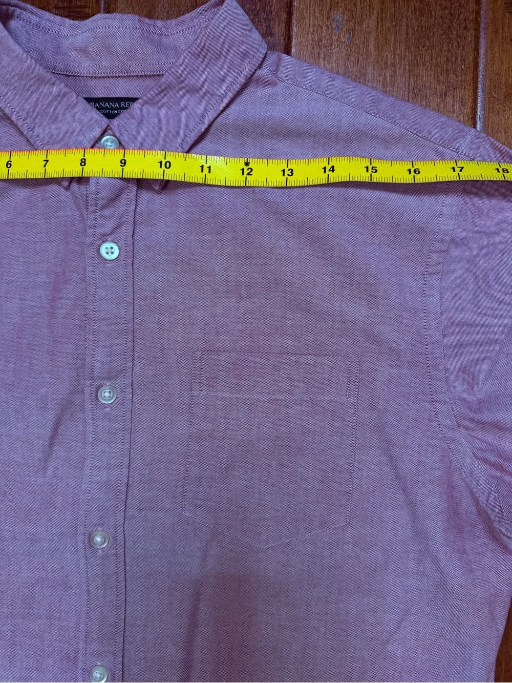 Banana Republic Oxford Men Button-Down Shirt Dusty Pink Heather Red Long Sleeve